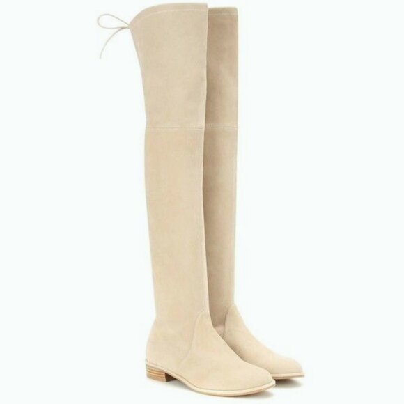 STUART WEITZMAN Beige Lowland Skimmer Suede Over-the-Knee Boots SIZE 7.5 $195 - Picture 1 of 7